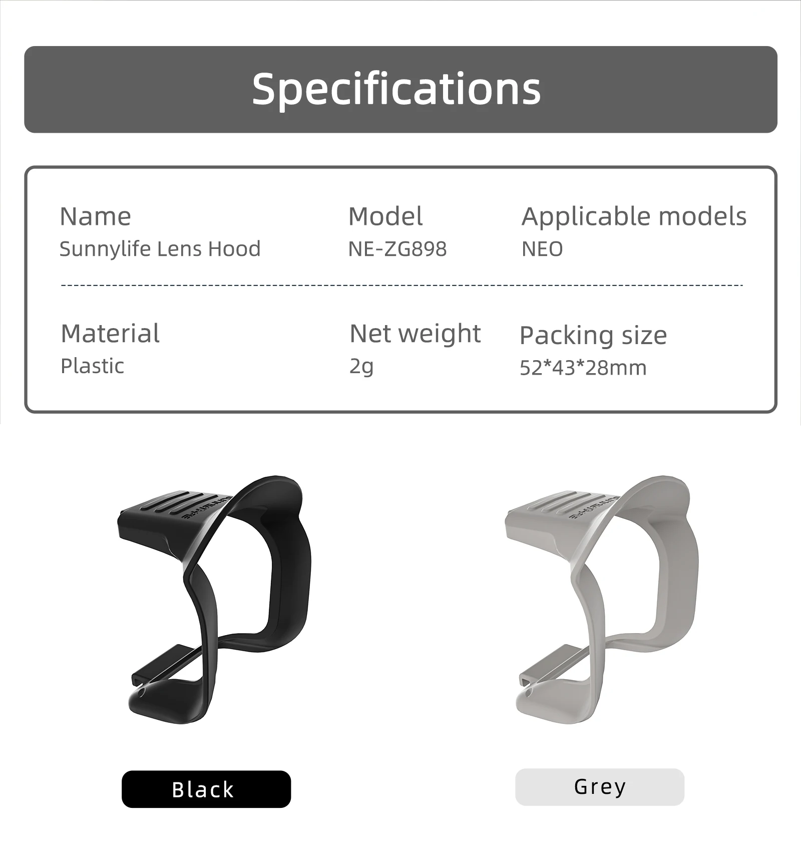 Pare-soleil pour DJI NEO installé sur l'objectif, protection anti-rayures et anti-lumière parasite