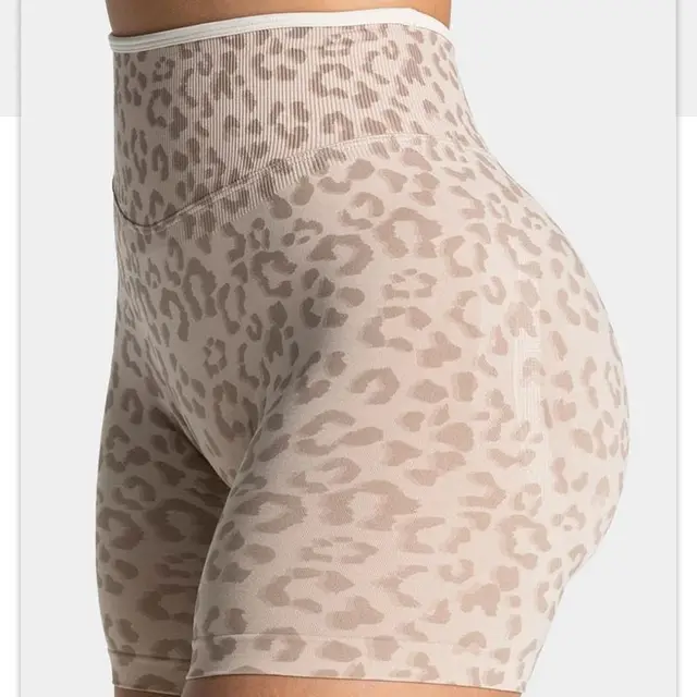 Leopard Print Yoga Shorts for Women, High Waisted Workout Shorts, Butt Lifting Fitness Shorts, Sexy Gym Booty Shorts