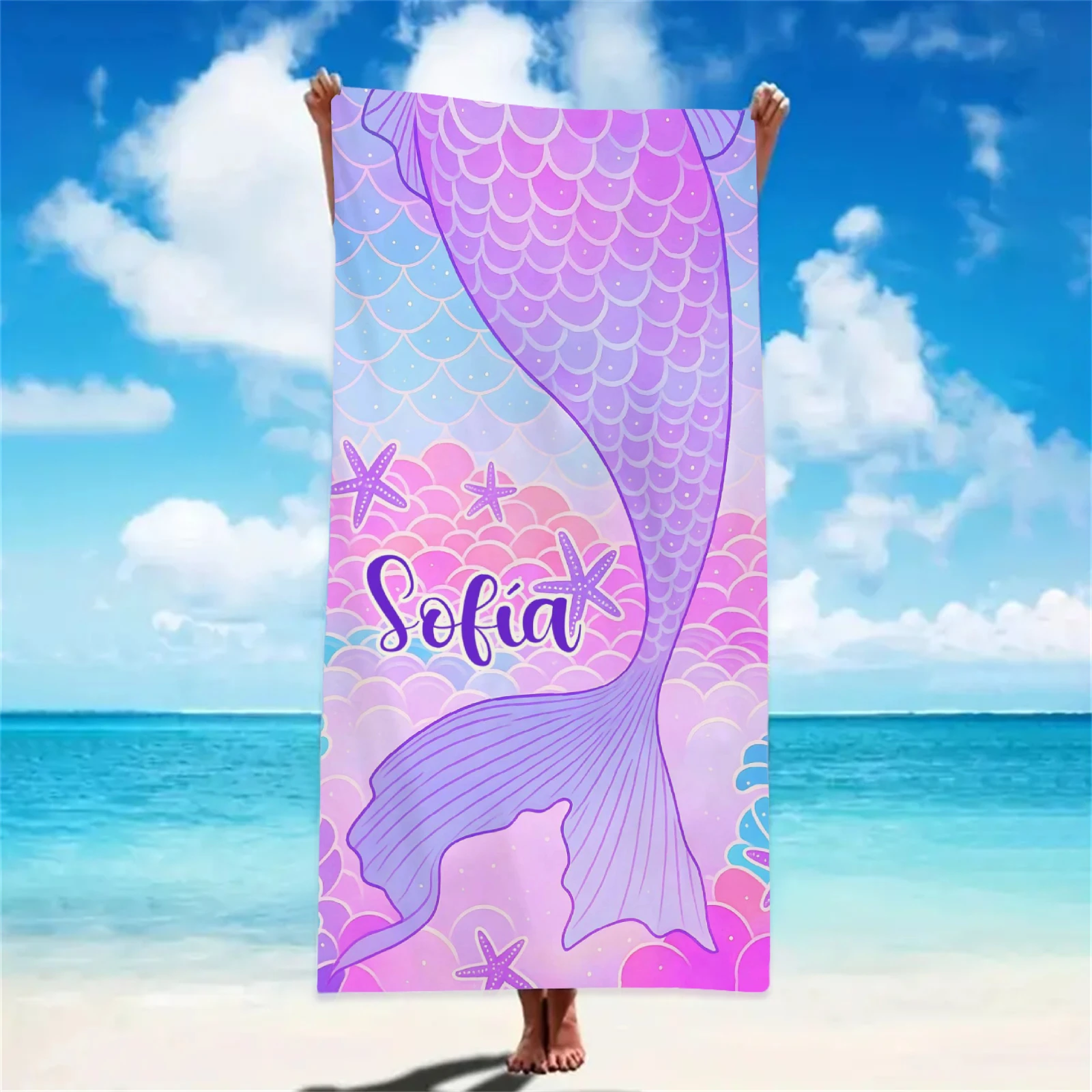 Personalized Quick-Dry Beach Towel - Custom Name, 30x60 Inches, Lightweight For Pool & Travel