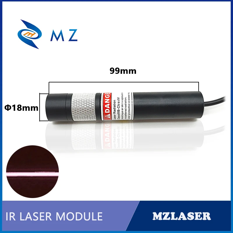 적외선 라인 레이저 모듈 조정 가능한 포커싱 D18mm 940nm 300mW 500mW 5V 12V 24V 긴 수명 50,000시간 산업용 등급