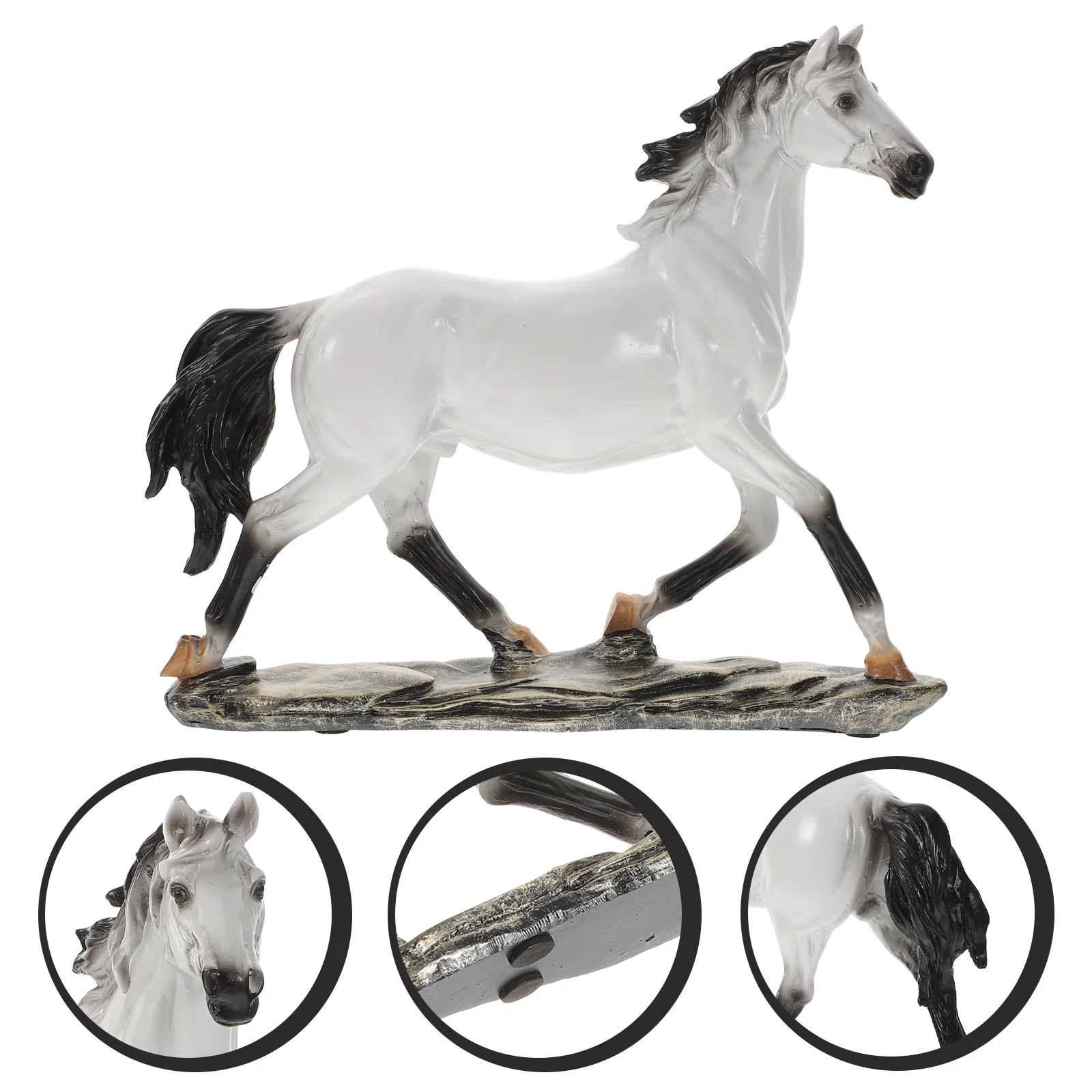 

Imikeya Vintage Decor Horse Figurine Collectible Home Office Tabletop Ornaments White Statue Chinese