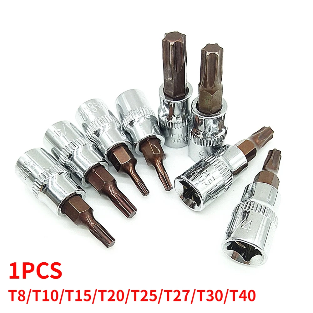 

1 Pcs Torx Screwdriver Bit 1/4Inch Drive Socket Ratchet Socket Wrench Adapter Hand Tools T8 T10 T15 T20 T25 T27 T30 T40