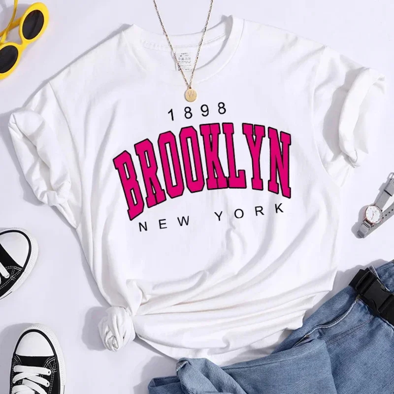 

Brooklyn New York Women Graphic 1898 Print T Shirt Girl Short Sleeve Ladies Print Clothes Lady Tees Tops Female T Shirt