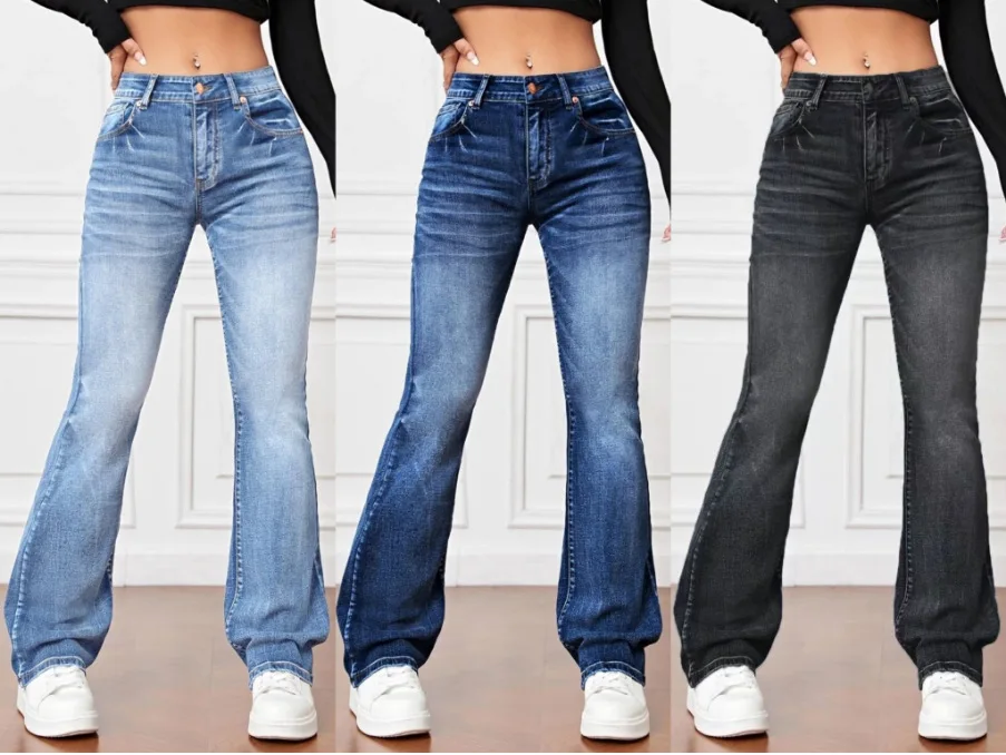 

Women New Fashion Jeans High Waist Loose Slim Micro-pants.