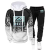 2024 New Men Reef Logo Spring and Autumn Fashion T-shirt Trendy Brand Loose Fit Casual Versatile Hoodies Trousers Gradient Suit 3