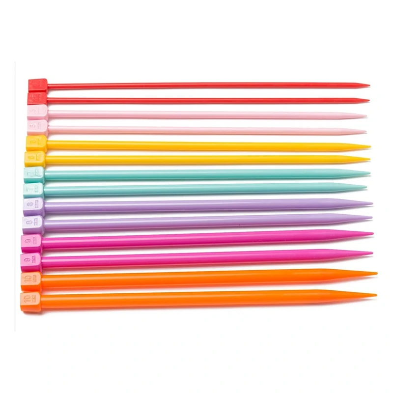 14 PCS 뜨개질 바늘, 단일 뾰족한 플라스틱 뜨개질 바늘 세트JAS
