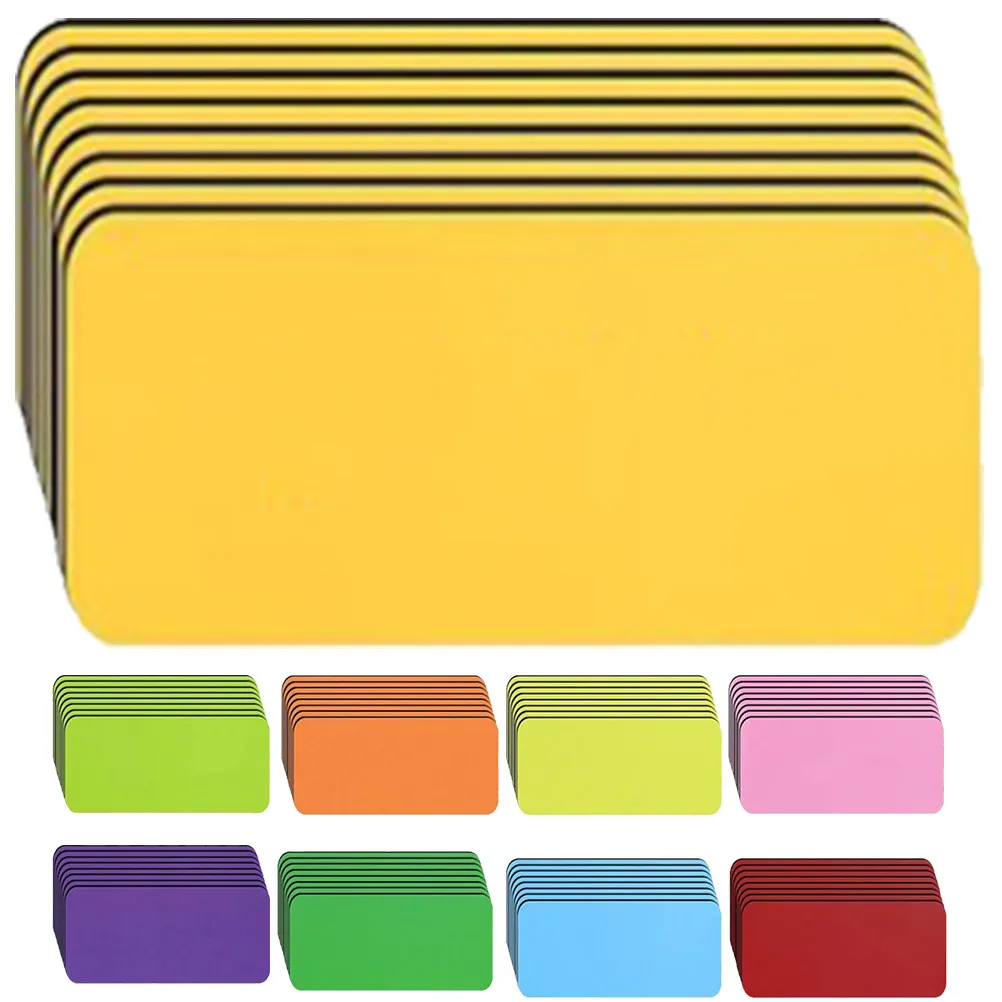 54Pcs 자기 이름표 드라이 지우기 라벨 학교 용품 쓰기 가능 냉장고 태그 조직 교실용 유연한 노트 보드