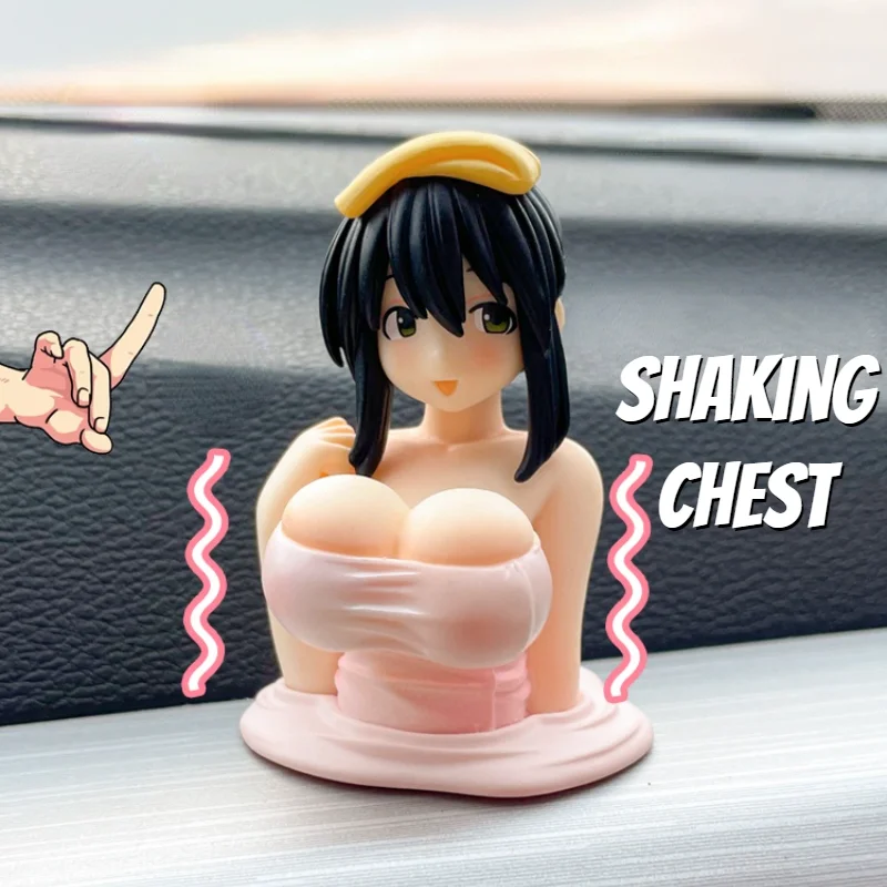 Chest Shaking Girl Ornaments Car Dashboard Bicycle Mini Decoration Crafts  Funny Posing Bobbleheads Dolls Modeling Anime Statue