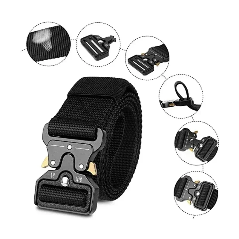 Outdoor Hunting Metal Tactical Belt Alloy Buckle Multi-Function Marine Corps Canvas Belt Men