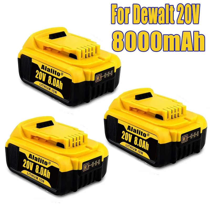 

20V 8000mAh DCB200 Replaceable Li-ion Battery Compatible for Dewalt 18 Volt MAX Power Tools 18650 Lithium Batteries