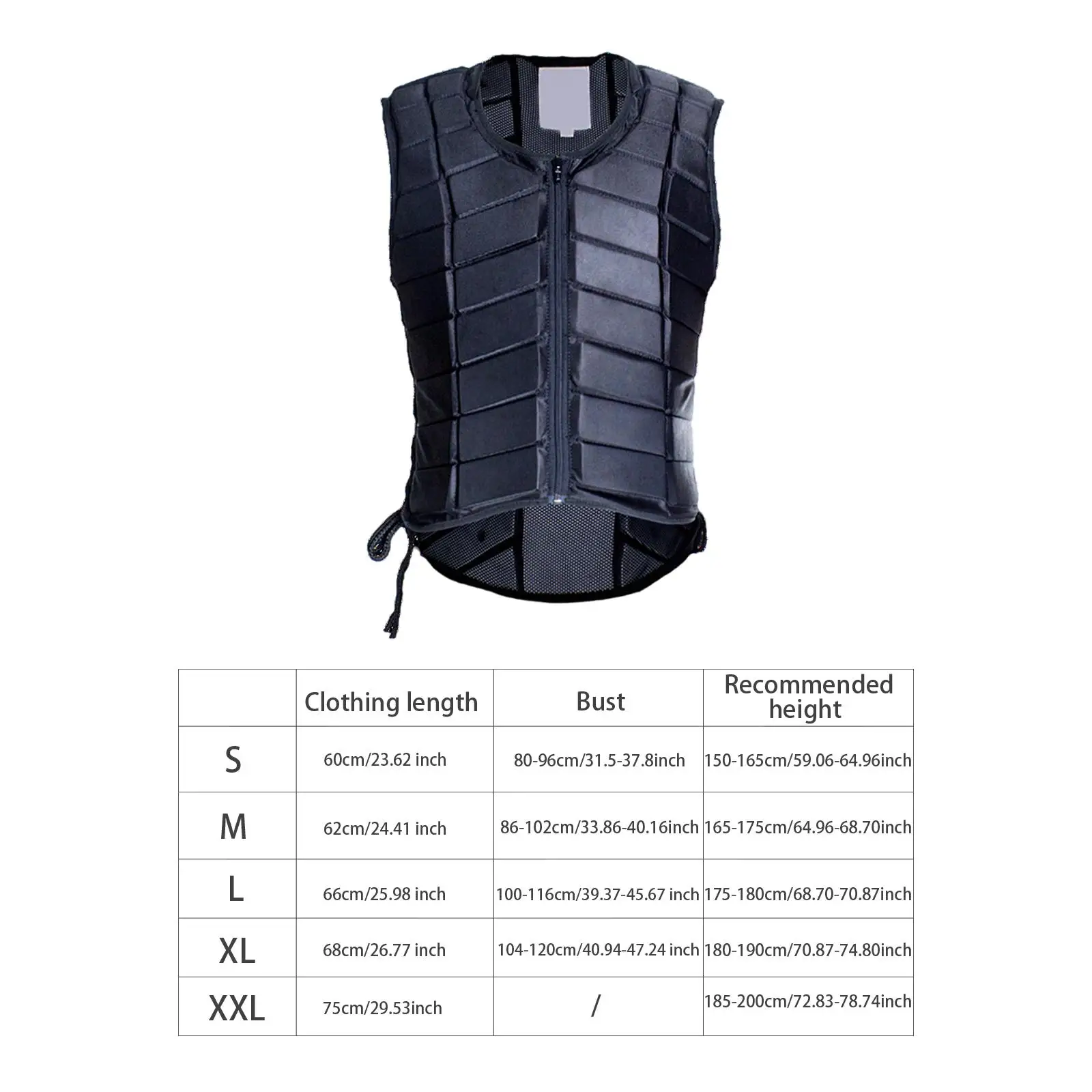 Equestrian Vest Professional Padded Horse Riding Vest Black Zipper Protector Gear Waistcoat