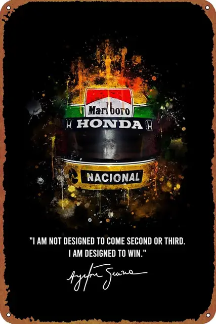 Ayrton Senna Poster Retro Metal tin Sign Halloween Tin Sign,Cave,Bar,Club, Home Wall Art Metal Tin Sign 8x12 inches
