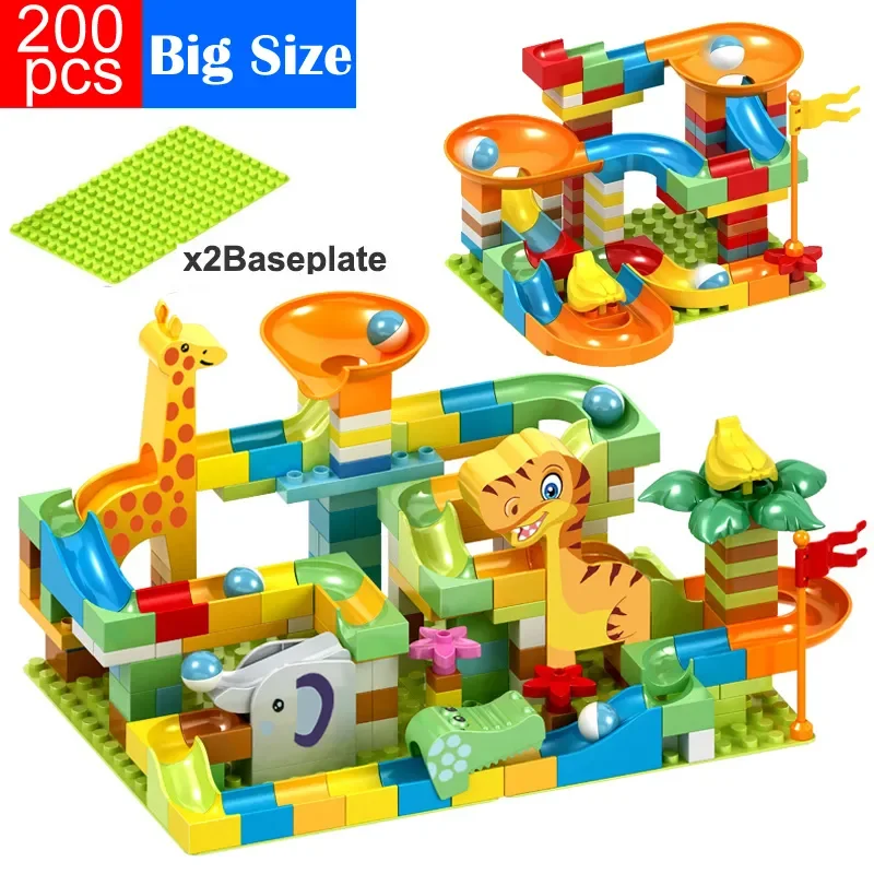 DIY Dinosaur Marble Race Run Big Blocks Plastic Building Blocks