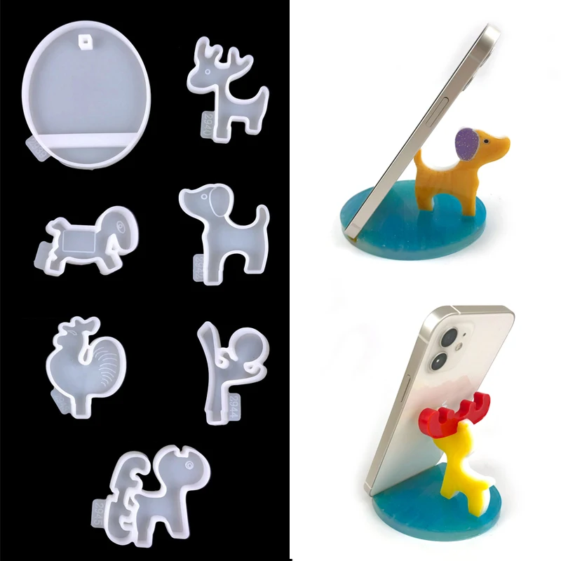 Cute Little Animal Mobile Phone Holder Resin Mold DIY Making Mobile Phone Holder Silicone Mold for Making Epoxy Resin Craft Mold