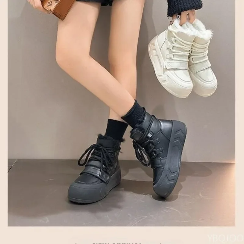 Thick soled snow boots women new winter fashionable versatile casual comfortable warm minimalist women's cotton shoes