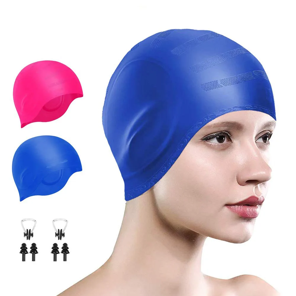 

Man Women Swimming Hat Swimwear Adults Large Size Youth Waterproof Swimming Pool Caps Spandex Silicone Ear Protect