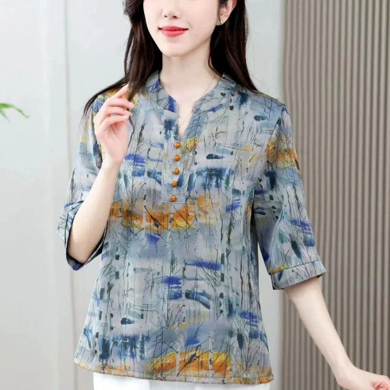 GETADME Long Sleeve V-Neck Fine Elegant Woman Shirts Lace Spliced Hollow Office Lady Blouses Youthful Fashion Loose Streetwear Tops main image 0