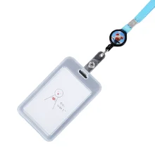 

Badge Holder, PVC Transparent Card Cover with Retractable Lanyard Cartoon Cute ID Card Holder