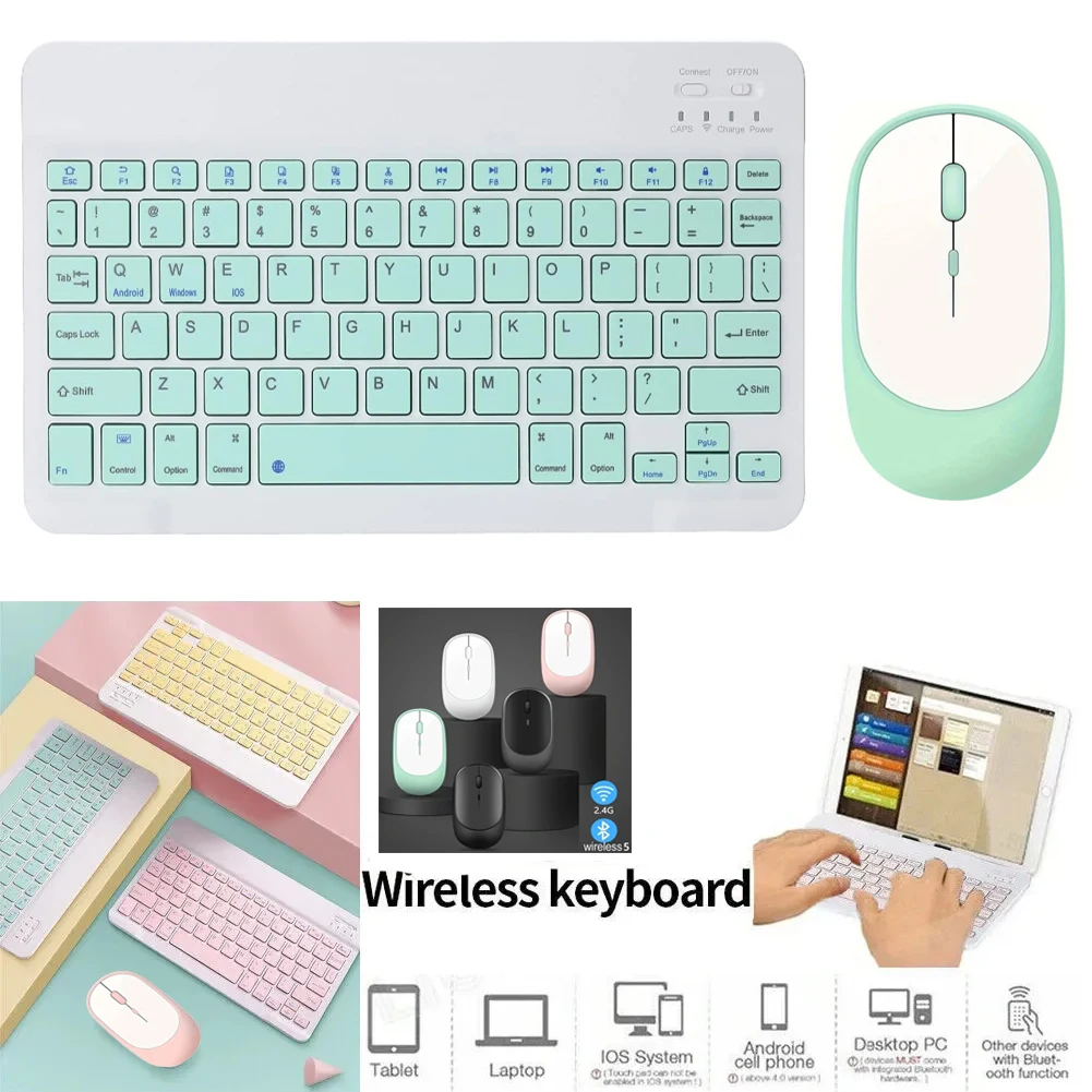 Wireless Keyboard Mouse Rechargeable Bluetooth-compatible Keyboard For Android IOS Windows Mini 78-Key Keybaord for iPad Tablet