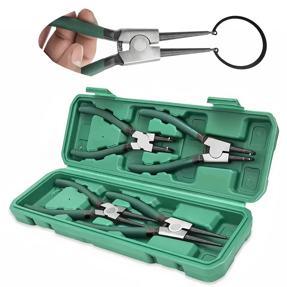 4pcs Multifunctional Circlip Pliers Set, Internal & External Retaining Ring Pliers for Industrial & DIY Use image 2