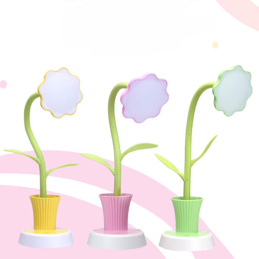 

Creativity Living Room Bedroom Bedside Decor Rechargeable Reading Light Studying Led Flower Table Lamp For Student Study Desk