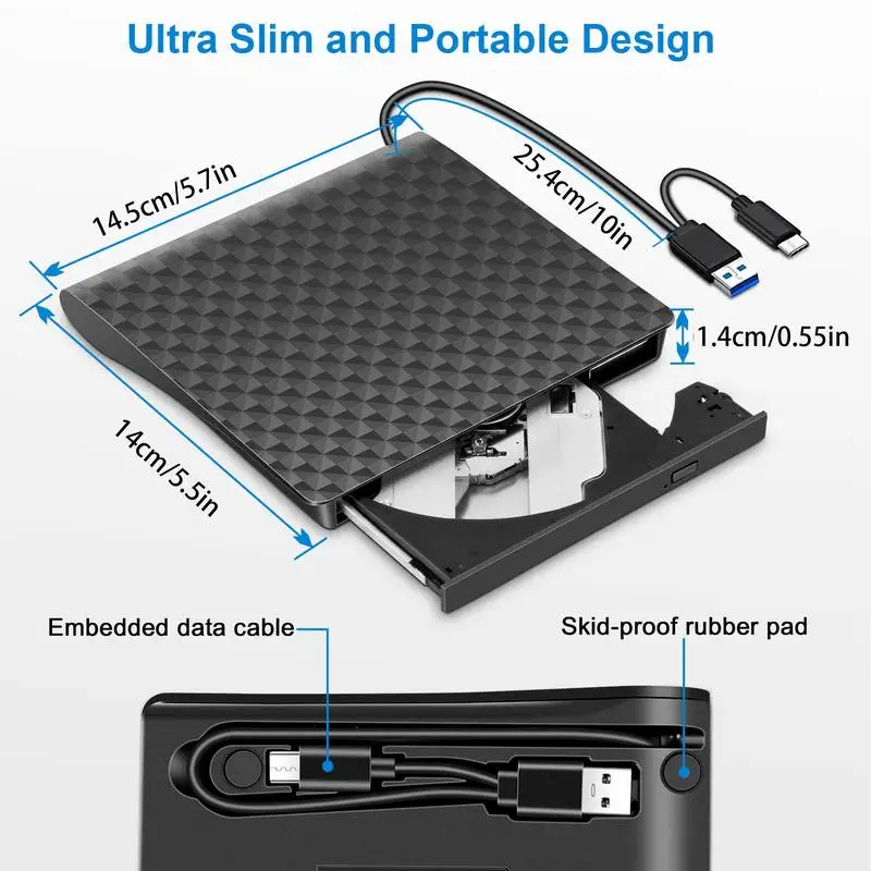 Backup Hard Drive External Portable USB Type C External Hard Drive Shockproof Multifunctional High Speed Data Recorder Low Noise