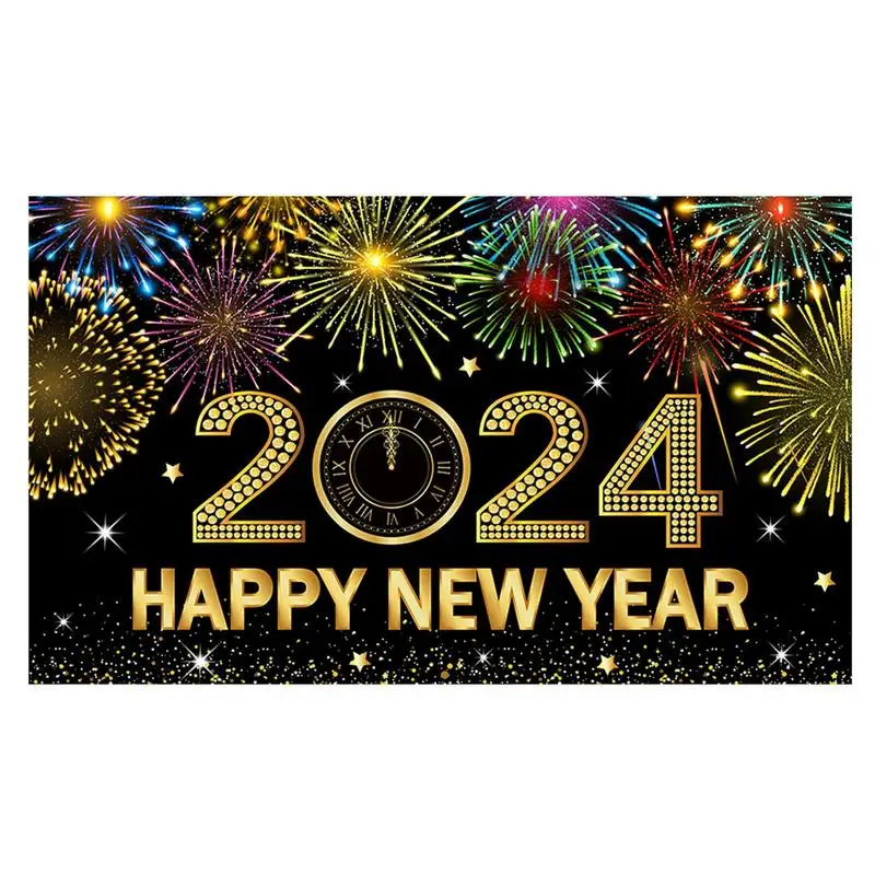 

2024 New Year Banner Happy New Year Tablecloth Fade-proof And Durable Happy New Year Decorations Colorful And Cheerful Design