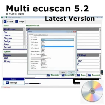 2025 Nuovo Scanner Multiecuscan V5.2 per Fiat/Chrysler/Dodge/Jeep/Suzuki, Software Compatibile con Adattatore Piatto ELM327, Registrazione Illimitata