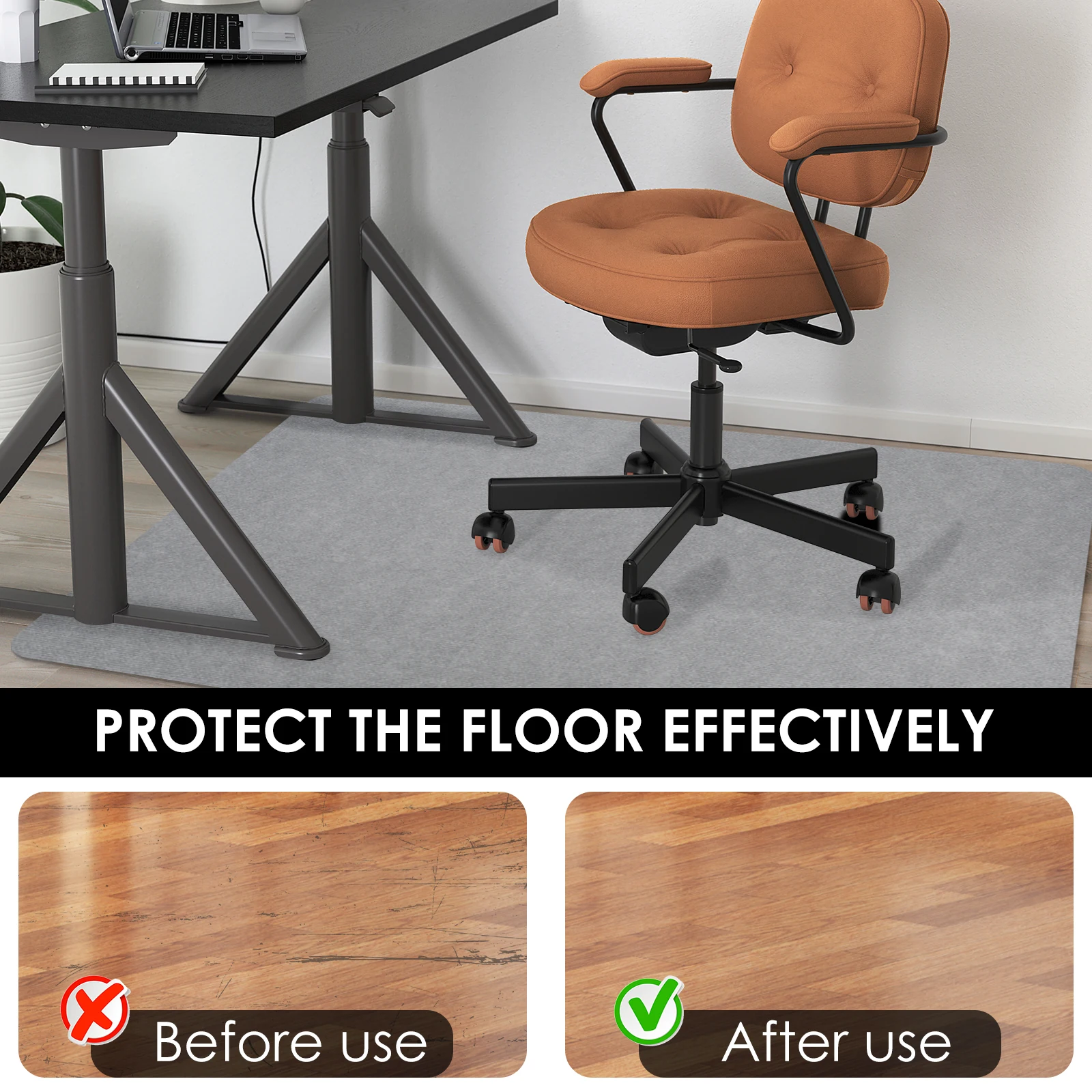 Polyester Anti Slip Office Chair Mat for Hardwood Floors