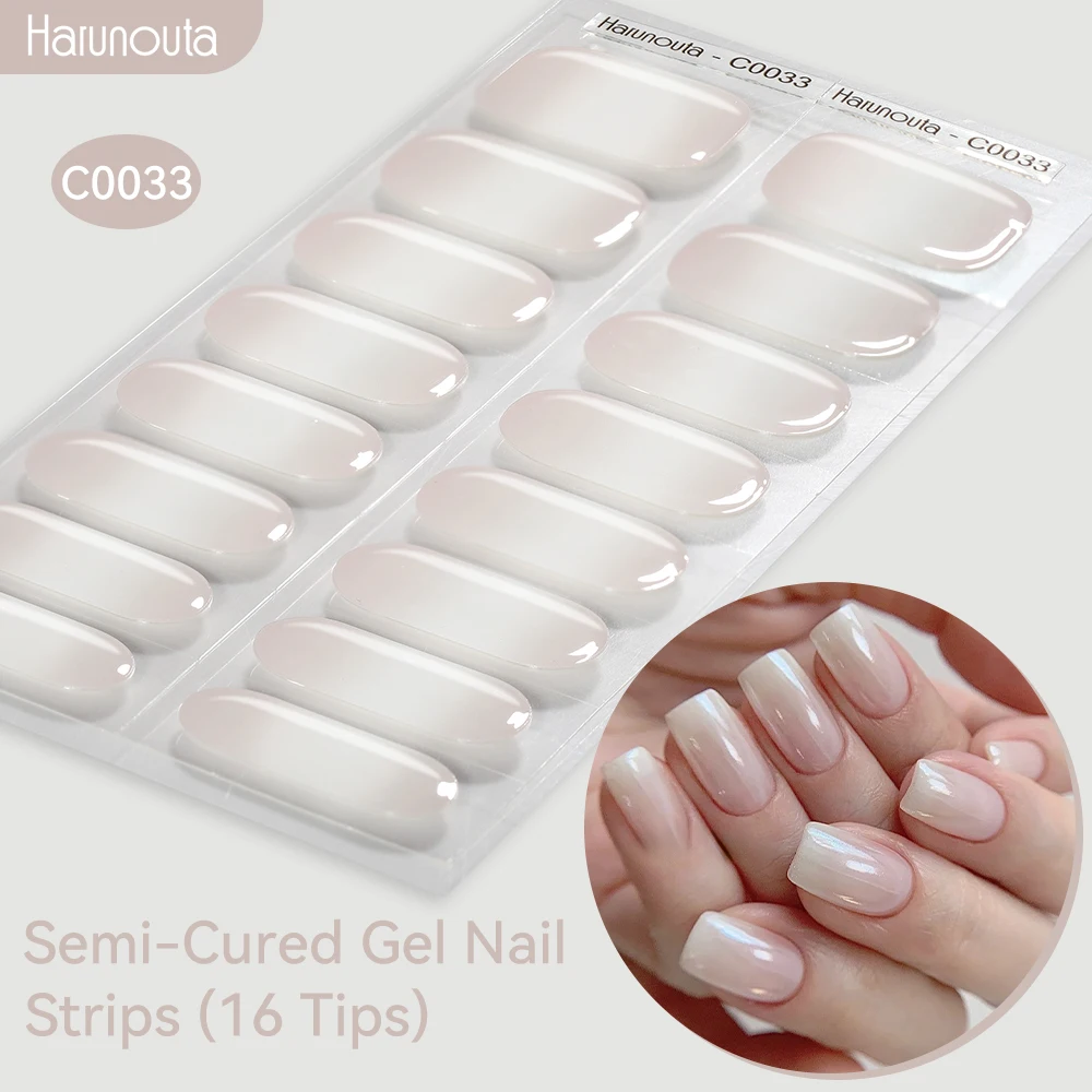 Harunouta Gradient Semi Cured Gel Nail Sticker Long-Lasting UV Nail Sticker UV/LED Extension Gel Nail Foil Gel Polish Full Cover 3