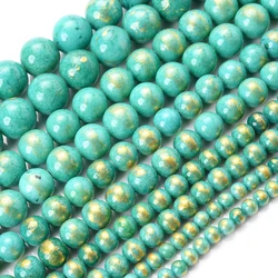 Premium Natural Blue Stone Beads for Jewelry Making - Turquoise, Agate, and Jade Spacer Beads (Golden Jades 1)