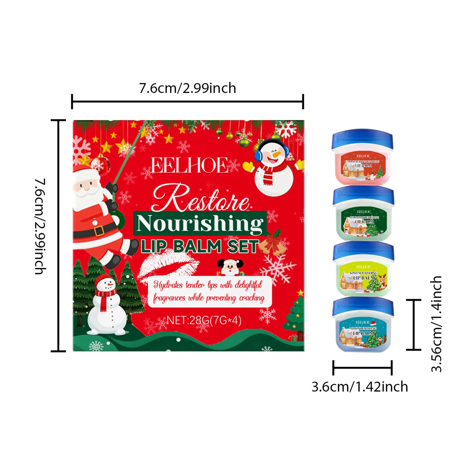 Christmas Lip Balm Set - Moisturizing & Nourishing Lip Care Gift Box