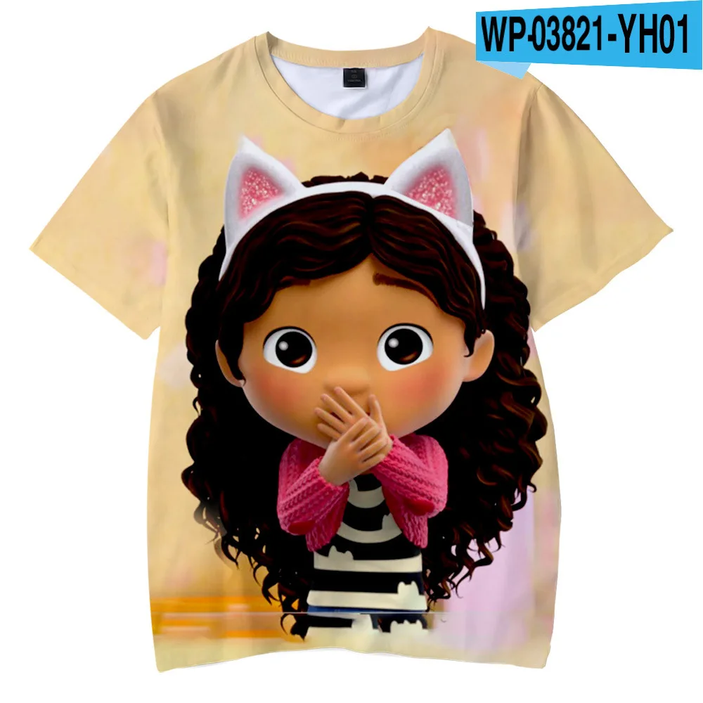 Kawaii meninas t-shirts gabbys boneca casa dos desenhos animados impressão  crianças camiseta para crianças aniversário roupa camisetas topos meninas  roupas por atacado - AliExpress