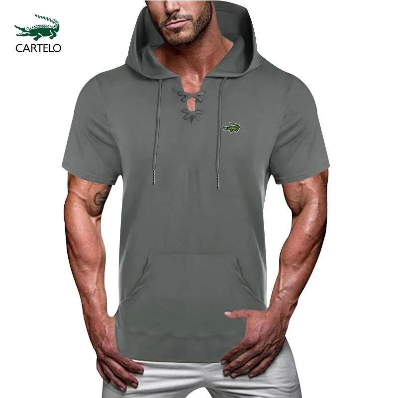 2023 Summer Men tshirt Casual Solid Loose Hooded Tops Tees Shirts Male New  Sportswear Hoodie Short Sleeve Mens T-shirt Clothing - AliExpress