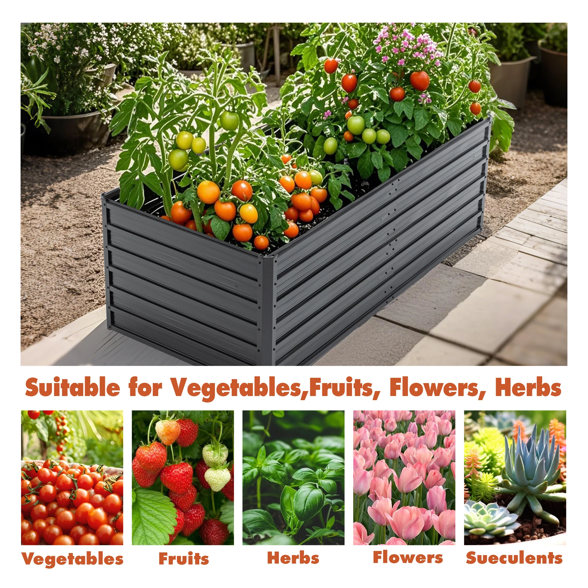6x3x2 FT Metal Raised Garden Bed 6