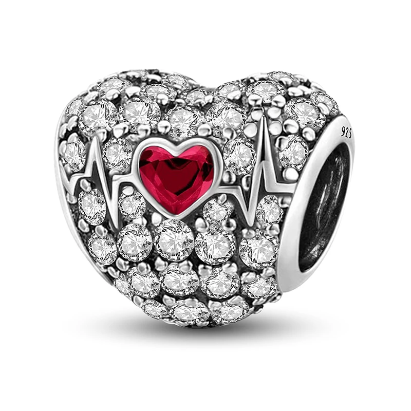 MyGiftHome 925 Sterling Silver Love Heart Charms