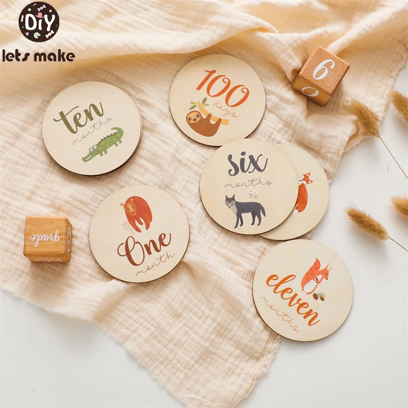 

8 шт., деревянные открытки для новорожденных, 1-12 месяцев