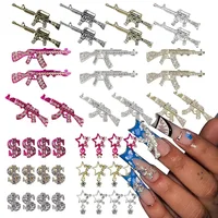 44PCS Alloy Gun Dollar Sign Star Nail Luxury Decor Gun Nail Charms Nail Art Rhinestone for Acrylic DIY Jewelry Nails Accessories 1