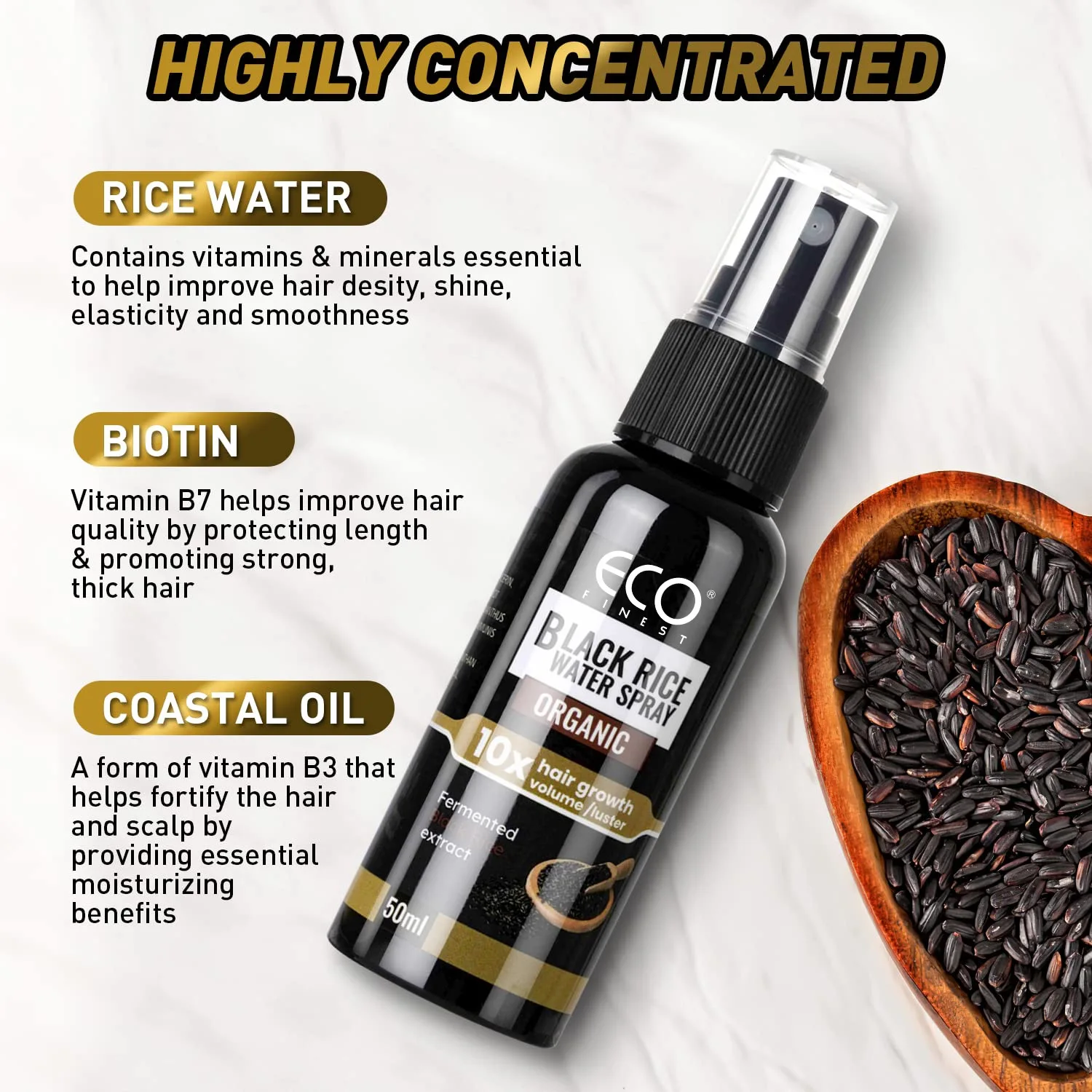 Hair Essential Oil Soft Smooth Hair Black Rice Water Spray For Thicker