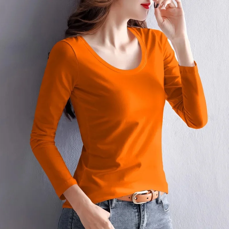 Orange round neck long sleeve