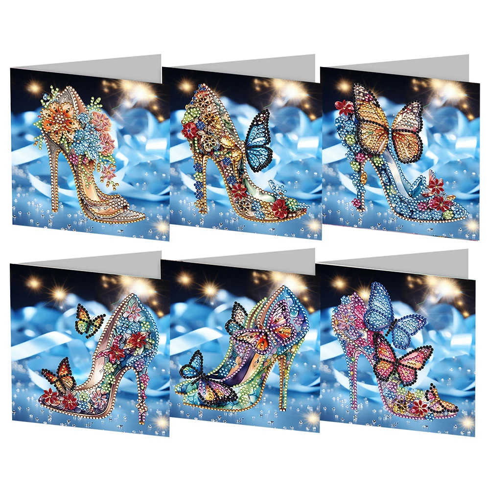 4/6/8/12pcs DIY Diamond Painting Greeting Card Set Rhinestone Diamond Art Mosaic Postcards for Festivals and Celebrations