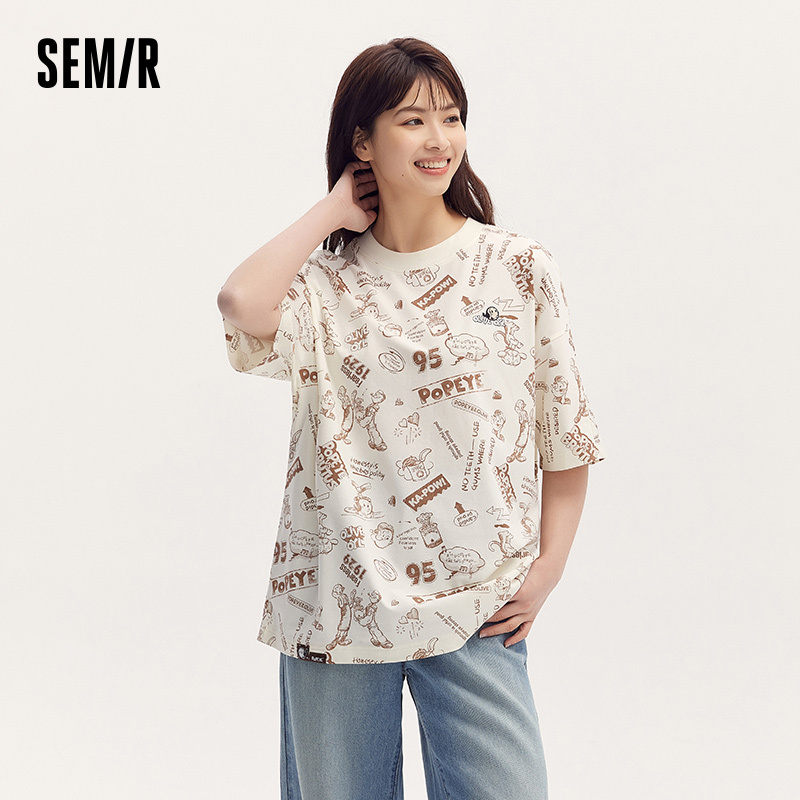Semir Short Sleeve T-Shirt Women Popeye Co-branded 2024 New Version Oversize Summer Outfit