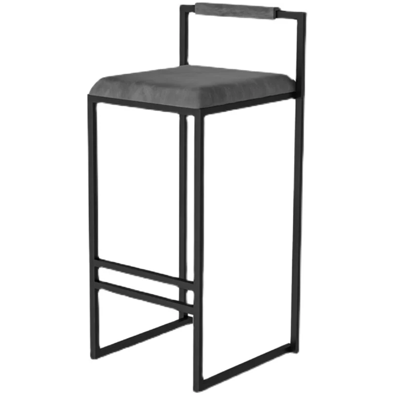 Nordic Velvet Black Bar Chairs for Kitchen Furniture Iron High Bar Stool Nordic Luxury Seat Counter Stool Modern Furniture