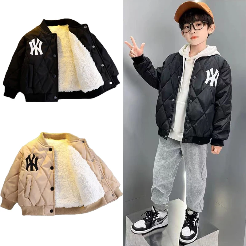 

Winter New Kids Lamb Fleece Jacket Baby Boy Girl Thicken Cashmere Coat Clothes 1-6Years Toddler Baseball Uniform Child Outerwear