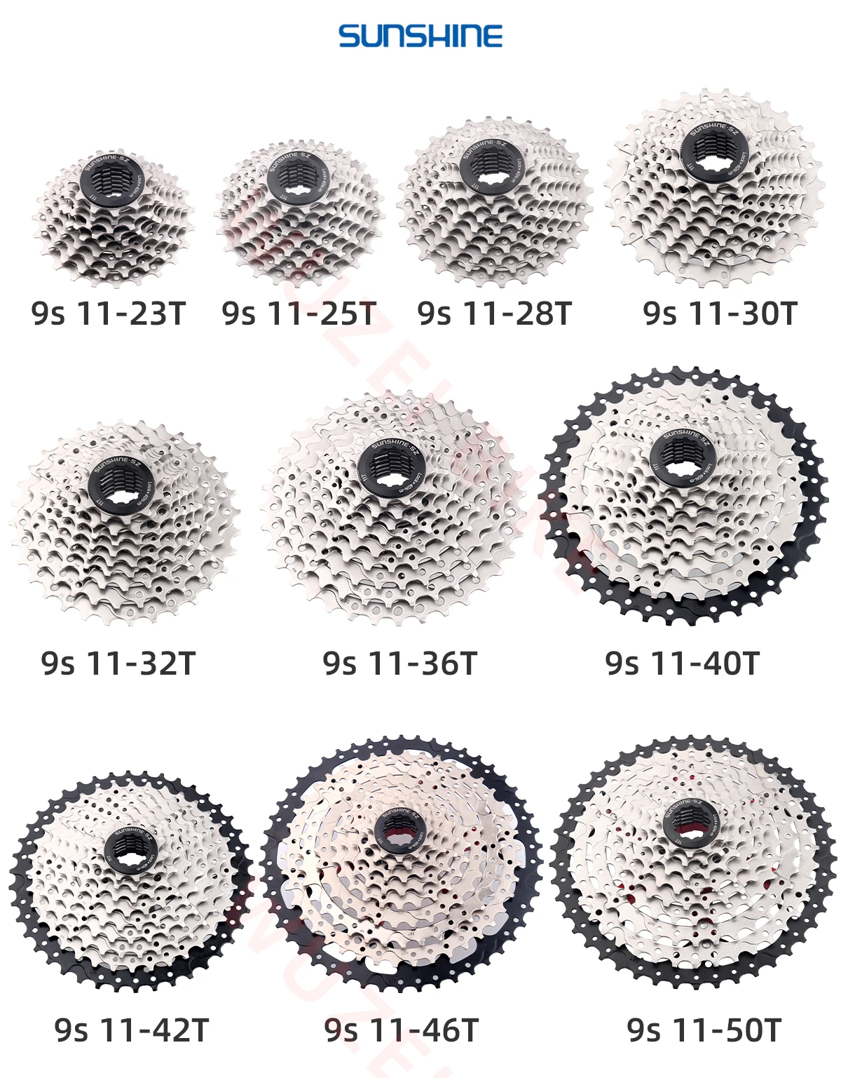 Shimano K7 9Speed Freewheel and Chain Groupset H200 Sunshine 23/25/28/30/32/36/40/42/46/50T Cassette HG53/KMC X9 Chain 9V Kit