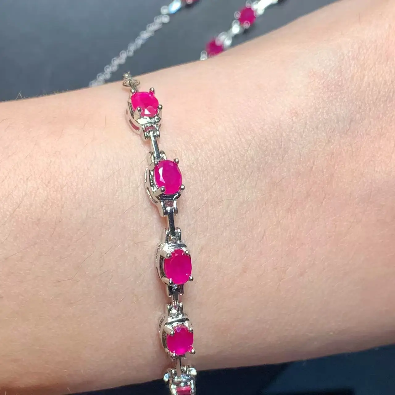 OVAL Luxury Natural Ruby Bracelet For Women Fine Jewelry Stone Fashion Women Jewelry Anniversary & Engagement