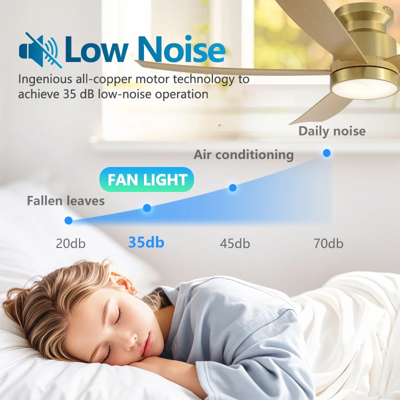 Ceiling Fan Light Fixture Five Blades Powerful Airflow Easy To Install Low Noise