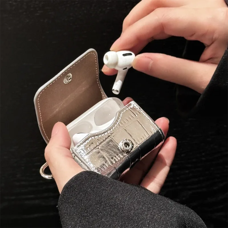 Stylish Simple Crocodile Print Headphone Cover for Apple Airpods 1/2 Pro Pro2 3 4 Personalized Leather Headphone Protective Case