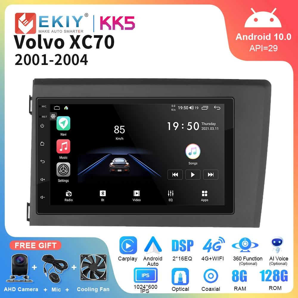 

EKIY KK5 DSP Car Radio For Volvo XC70 2001-2004 Android 10 7" QLED AI Voice Multimedia Video Player GPS Carplay Stereo Head Unit