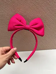 Festive Red Hair Bow Headband for Girls - Fabric Hair Accessory for Parties and Celebrations (Magenta)